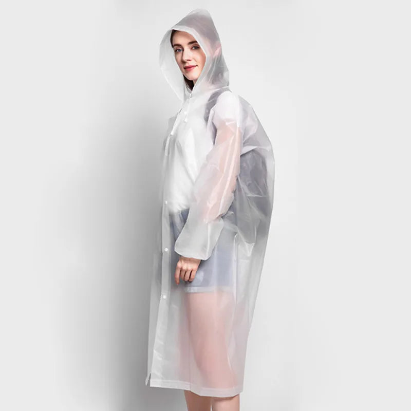 Poncho Reusable Waterproof EVA Women Rain Cape Raincoat Men Hooded Poncho For Outdoor Tourist Backpack Bicycle Riding Hiking