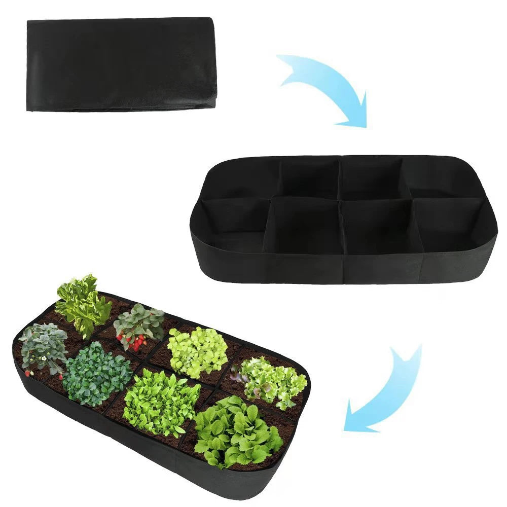 Garden Planting Bag Multi-gird Felt Growing Bag Rectangle Planting Nursery Pot Vegetable Tomato Potato Planting Container Plant