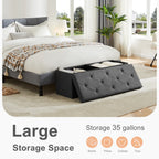 JHK Storage Stool with Foam Seats, Hidden Storage Box, Living Room Toy Storage Box, Bedroom Bed End Bench