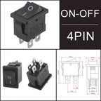 10/30/100Pcs KCD1 Snap-in Boat Rocker Switch Toggle Power SPST ON-OFF 2/3/4 Pin AC 250V 6A 125V 10A 2Pin Position Snap Switch