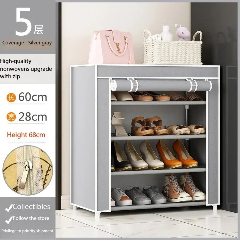 5/7/10-Layer Shoe Rack Large Dustproof Shoes Storage Hanger with Cover Simple Capacity Space-saving Shoes Cabinet Home Organizer
