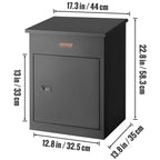 SucceBuy Wall Mounted Anti-theft Mailbox Waterproof Package Delivery Boxes for Outside Large Storage locking Mailbox for Home