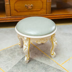 European Fabric Pouf,Modern Round Tea Table Stool, High-Quality Manicure Seat, Living Room Sofa Side Ottoman, Versatile Seating.
