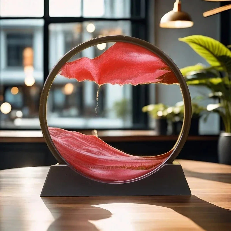 Dynamic flowing sand desktop decoration glass dome, Zen inspired multi-color sand scenery, suitable for home office meditation