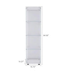 Modern 64.5'' Contemporary 4-Shelf Case Glass Display Cabinet In Clear With Door, Curio Cabinet Collection Display Case, Floor