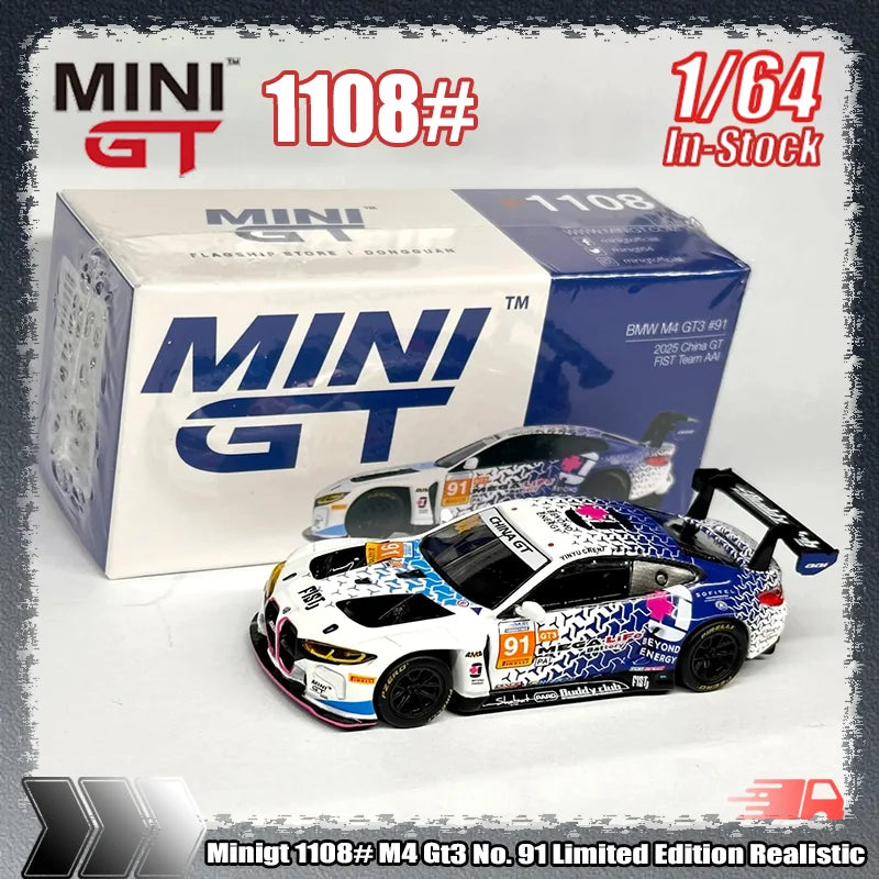In Stock Minigt 1108# 1:64 M4 Gt3 No. 91 Limited Edition Realistic Alloy Miniaturized Die-Cast Car Model Custom Children'S Gifts