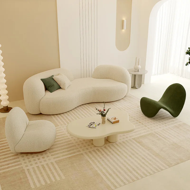 (VIP1) Cream style sofa modern simple living room small apartment reception lounge area fabric sofa