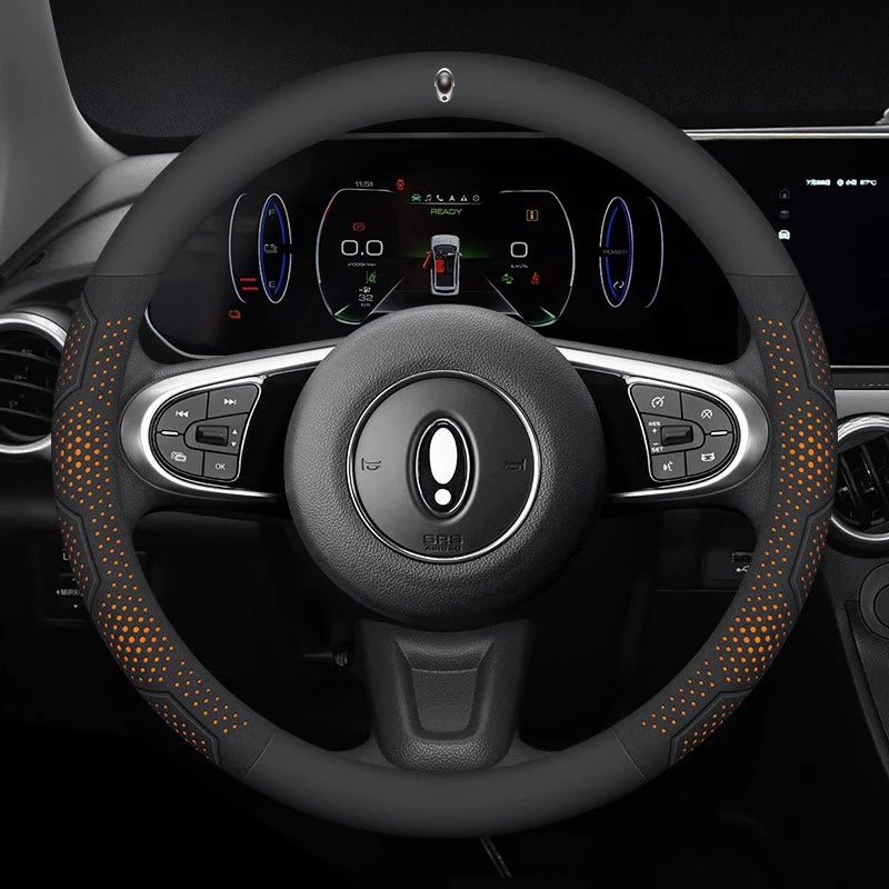 For Great Wall ORA iQ Good Cat GT Funky Cat Ballet Cat EV Flash Cat Carbon fiber Suede Car Steering Wheel Cover Auto Accessories