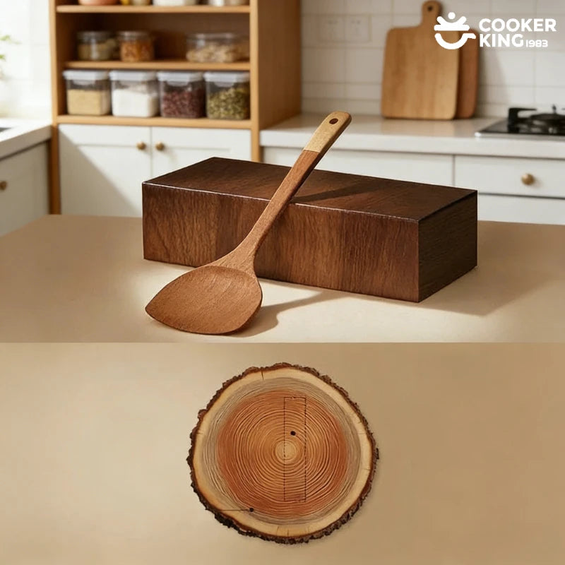 COOKER KING 42CM Expanded Wooden Spatula Ebony Shovel Home Kitchen Cooking Shovel Kitchen Items Wooden Cooking Utensils Shovel