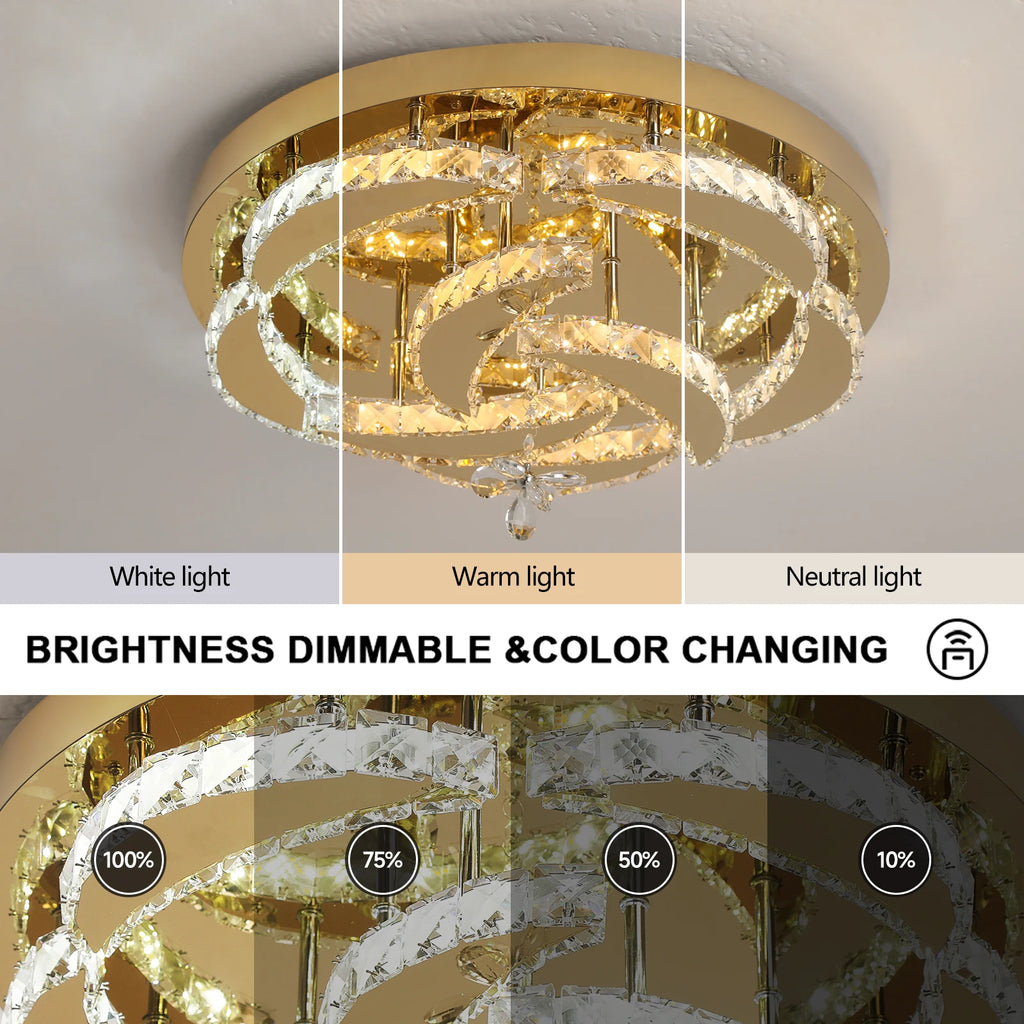 Flower Led Ceiling Lamp Modern Crystal Drop Chandelier Pendant Light Ceiling Light Home Decor Fixtures Living Room RC Dimming