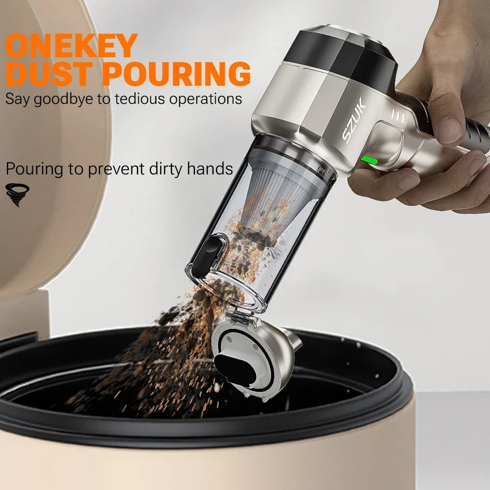 SZUK High Pressure Car Vacuum Cleaner Portable Handheld Mini Vacuum Cleaner Cordless Strong Suction Car Cleaner Home Appliance