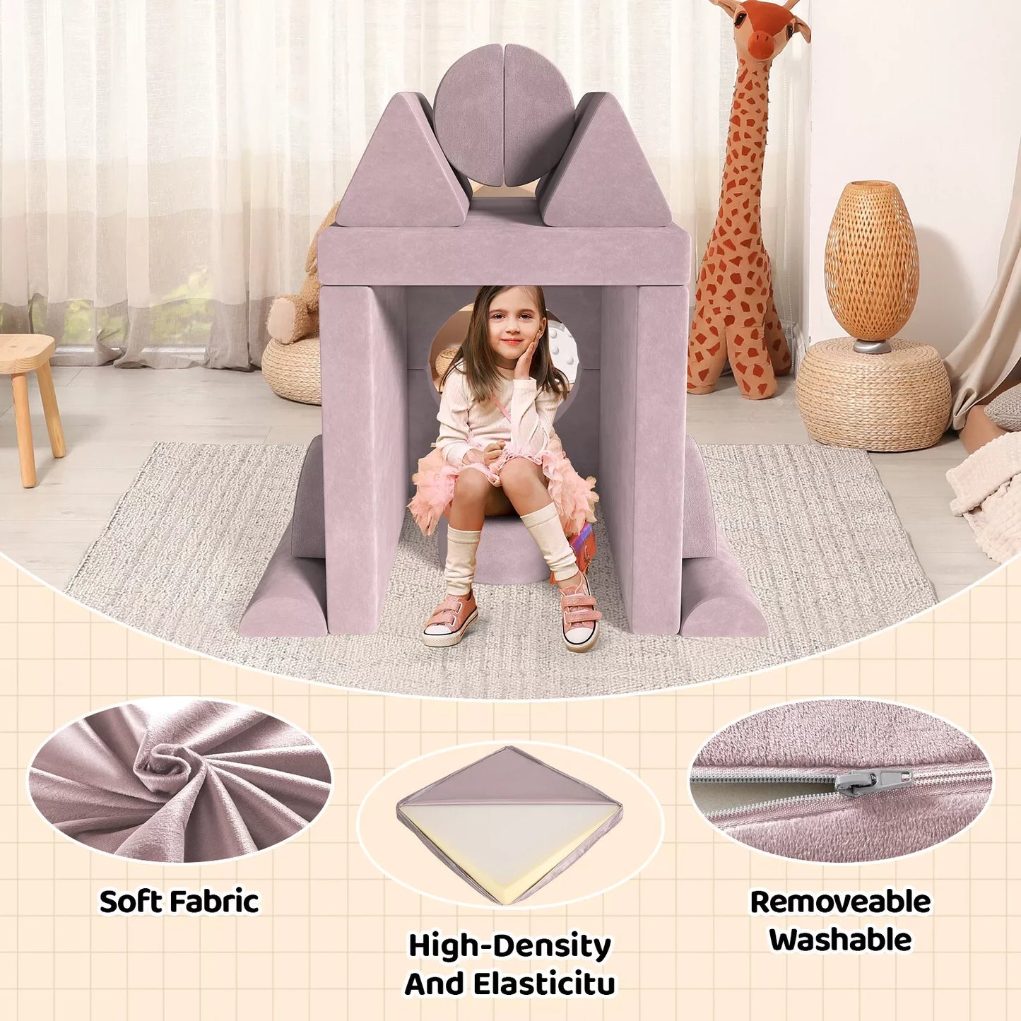 Modular Kids Play Couch,Child Sectional Sofa,Fortplay Bedroom and Playroom Furniture for Toddlers,Convertible Foam&Floor Cushion