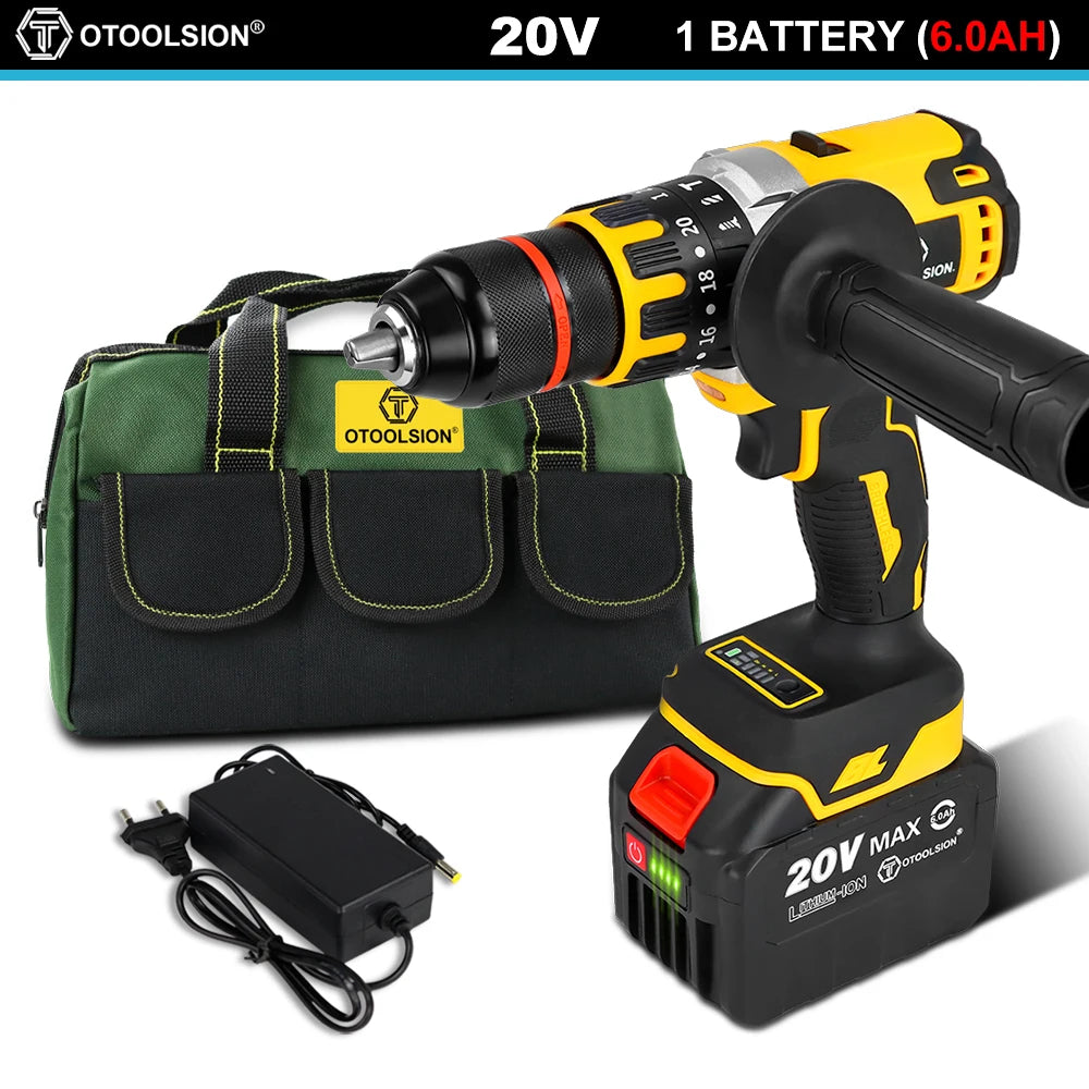 Brushless Electric Drill Cordless Screwdriver 13MM Chuck Impact Drill Wireless With Li-ion Battery Power Tool for Ice Fishing