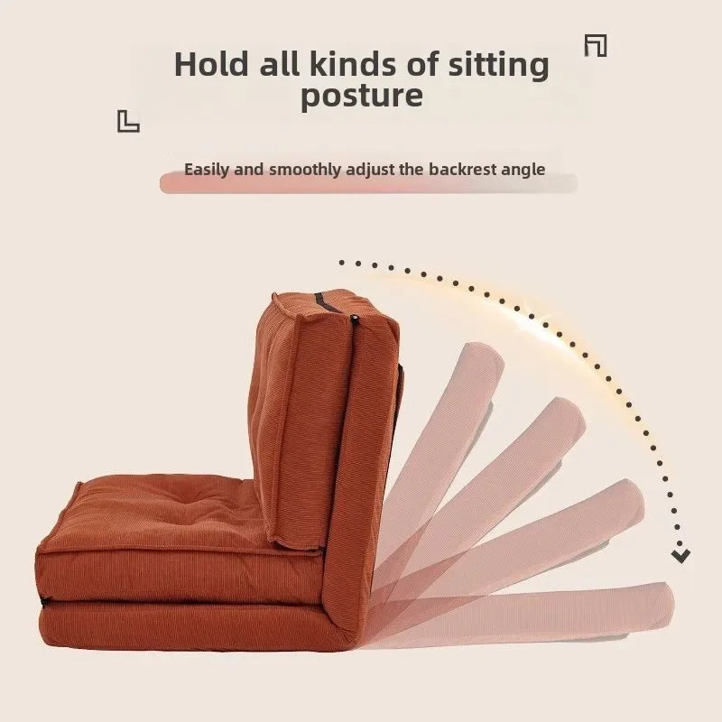 Leisure Corduroy Folding Lazy Sofa Living Room Single Sofa Small-sized Household Cream Style Reclining Foldable Sofa Bed New