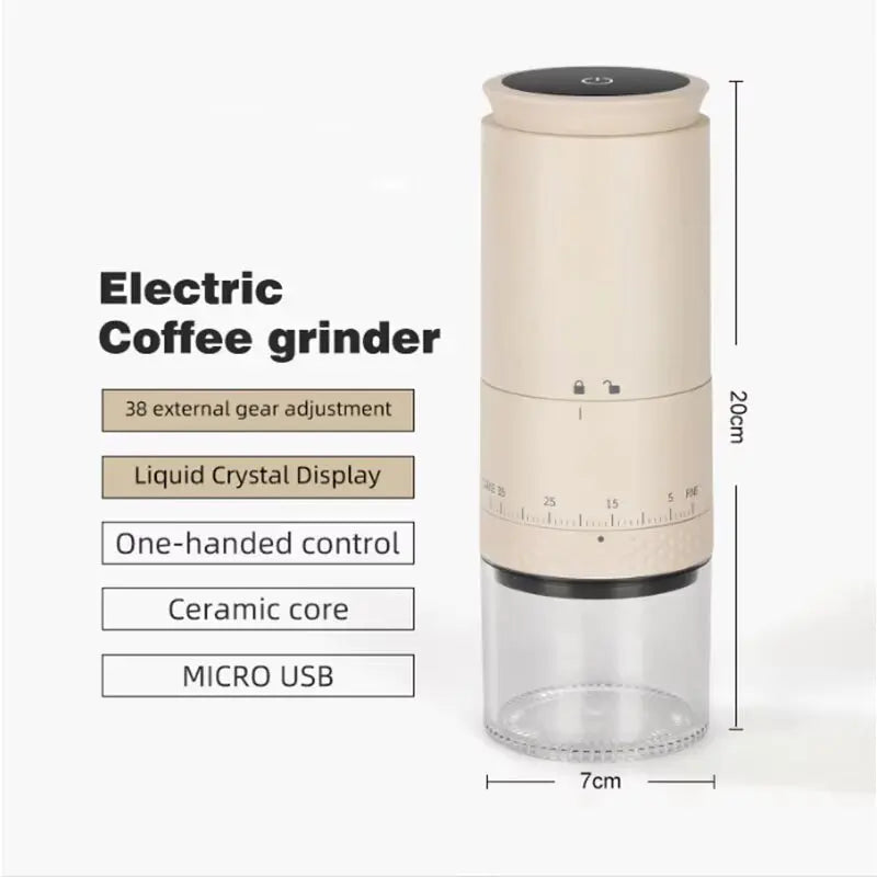 New 1500mAh Electric Coffee Grinder Externally Adjustable Type-C Charging Coffee Burr Grinder Bean Grinding Machine Coffee Maker