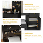 Vanity Desk with Mirror and Lights, LED Dressing Table with Vanity Chair Power Outlet, Lighted Makeup Vanity Desk with 2 Drawers