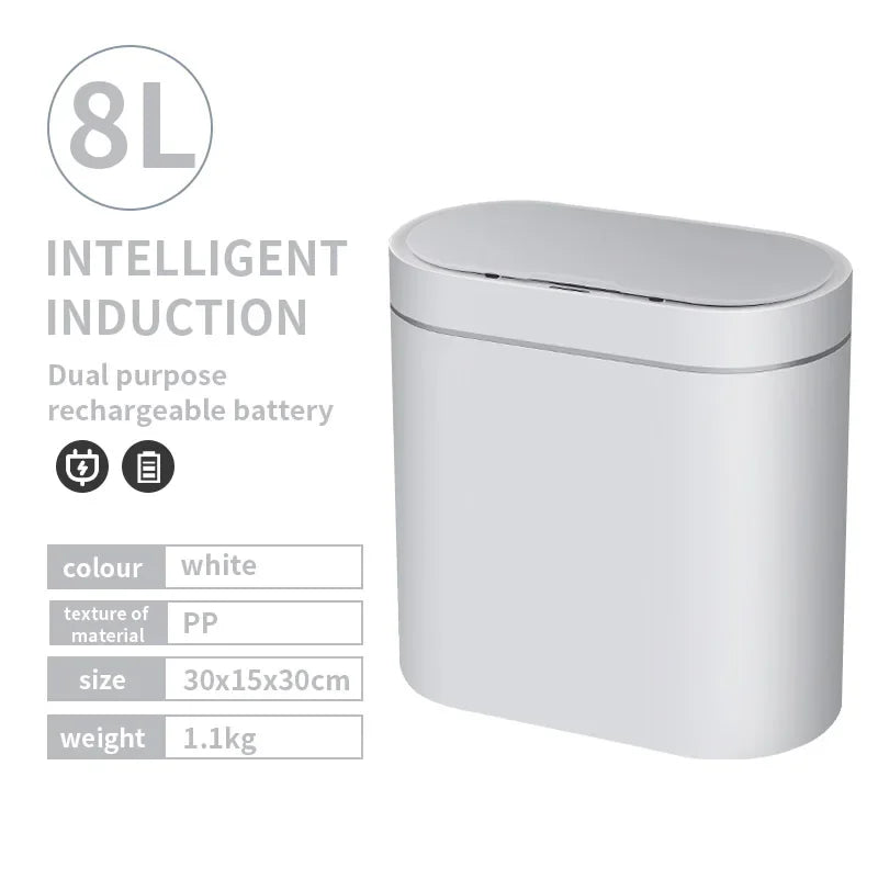 7L Trash Can Smart Sensor Automatic Household Electronic Kitchen Trash Bin Toilet Waterproof Narrow Seam Sensor Bin Trash Can