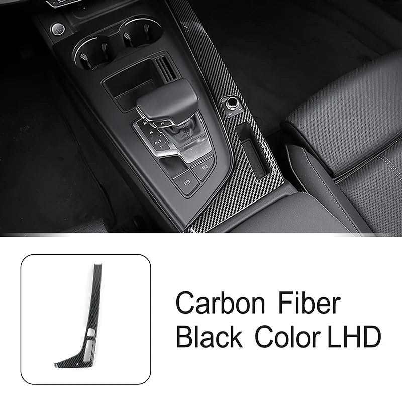 Console Gear Shift Frame Decoration Gearshift Side Sticker Trim For Audi A4 B9 A5 2017-2021 LHD Carbon Pattern Car Accessories