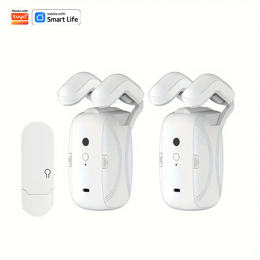 1/2pcs Smart WiFi Curtain Robot with Wi-Fi Gateway, APP Remote Control,  Automatic Opening Hand Pull Start，Compatible with Alexa