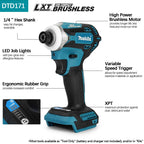 Makita DTD171 Brushless Motor Impact Driver Screwdriver Cordless Rechargeable Drill Power Tool For 18V Battery