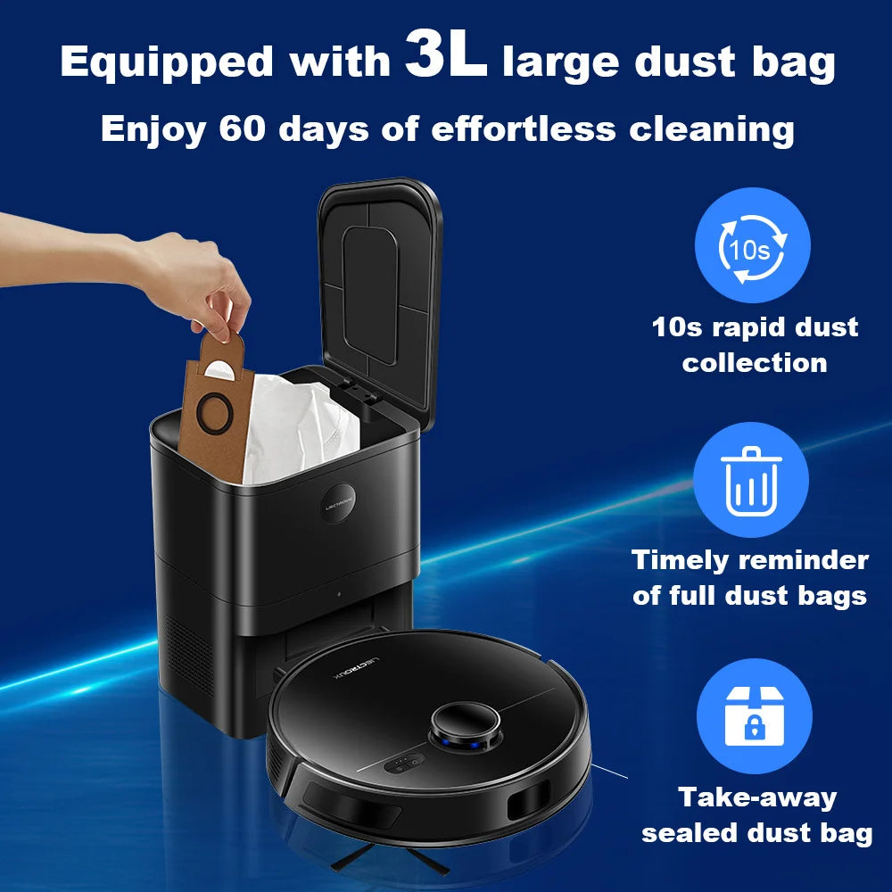 Liectroux M70 Pro Lidar Robot 3200mAh Vacuum Cleaner with Self-emptying Dustbin Multi-floor Map Storage 6500Pa Strong Suction