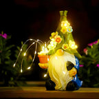 Gnome Garden Decor Statue Solar Gnomes Decorations for Yard with String Light Outdoor Decorations for Patio Mom Gift