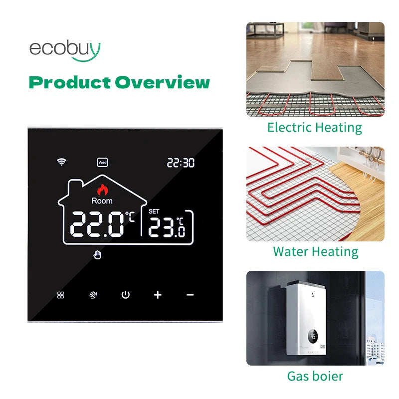 Tuya Wifi Thermostat Electric Heating Smart Room Thermostat Underfloor Heating Wifi Connected Thermostat 220V  Goolge Home Alexa