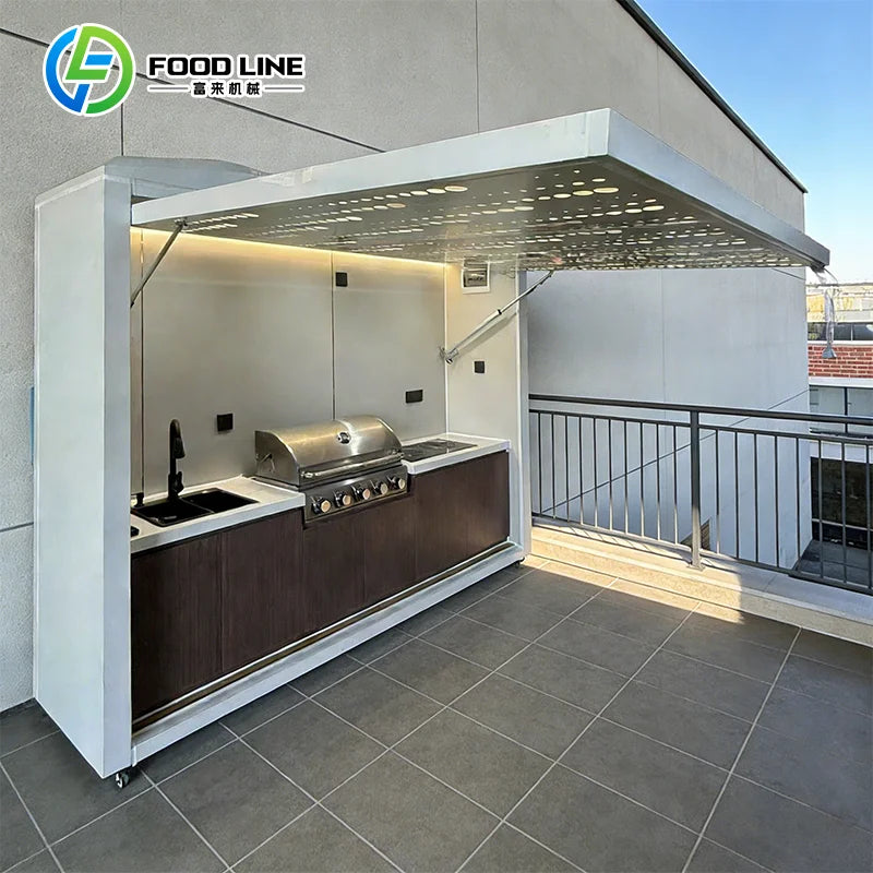 Outdoor Kitchen Set with Bbq and Refrigerator Luxurious Popular for Restaurant Hotel Poolside Custom