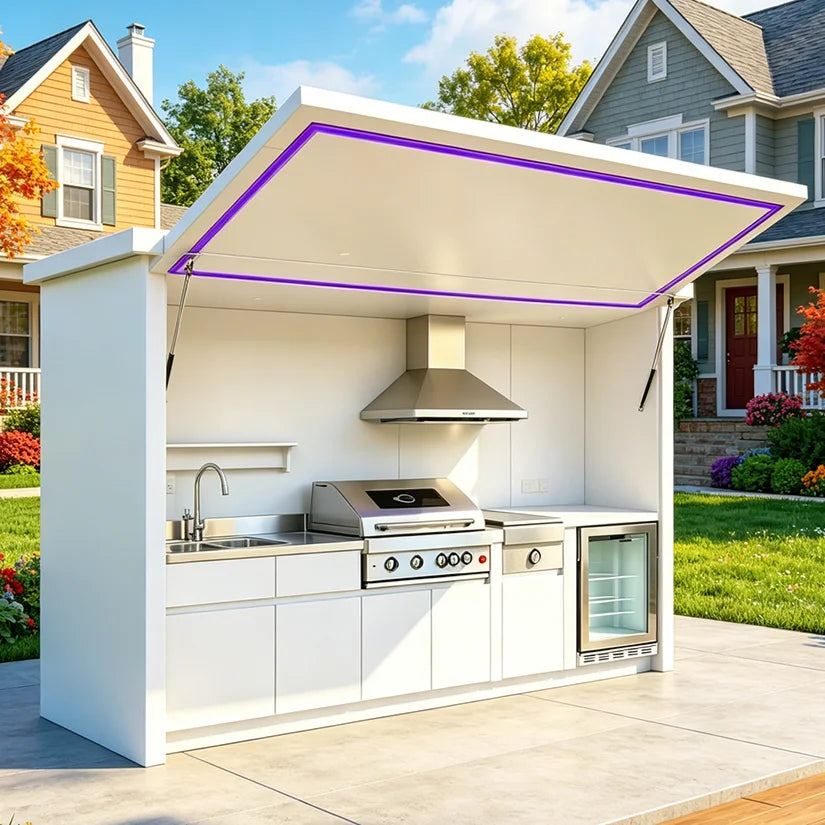 2026 Top-Selling Sleek Outdoor Kitchen System with Complete Appliances, Durable Weatherproof Custom Garden BBQ Kitchen Cabinet