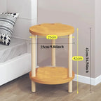 Wooden Modern Round Square Bedside Table Double-Layer Nightstand Home Office Bedroom Living Room Sofa Side Table Coffee Table