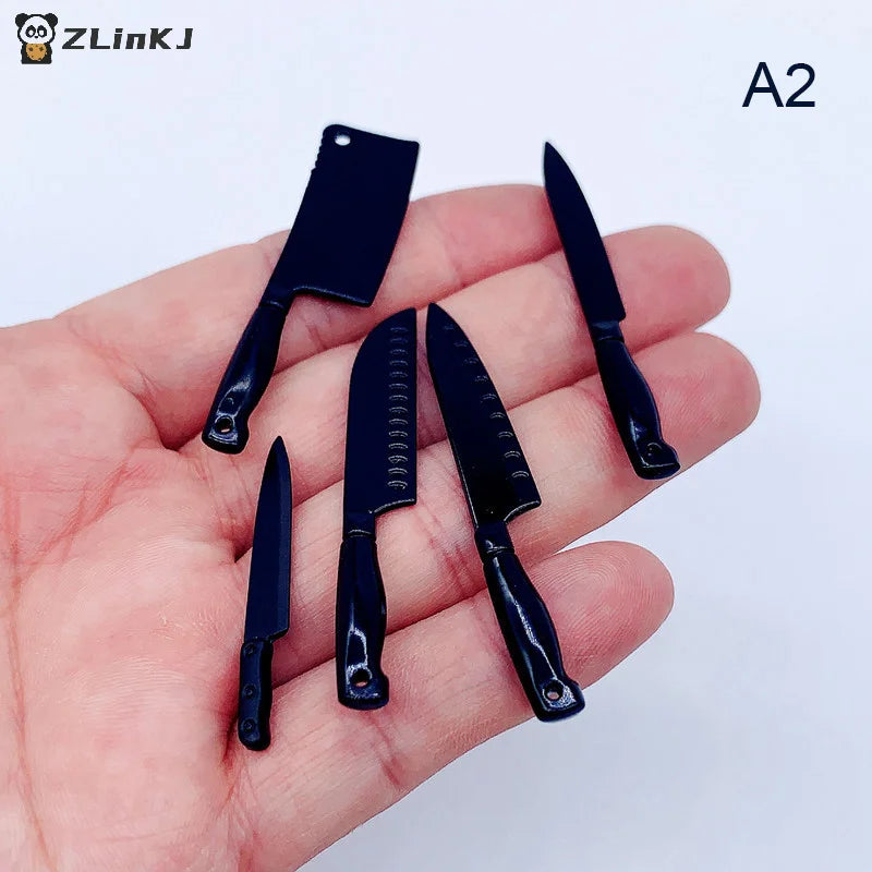 ▶1 Set Doll House Mini Kitchen Knife Cooking Utensils Model for Dollhouse Kitchen Furniture Decoration Accessories Toy