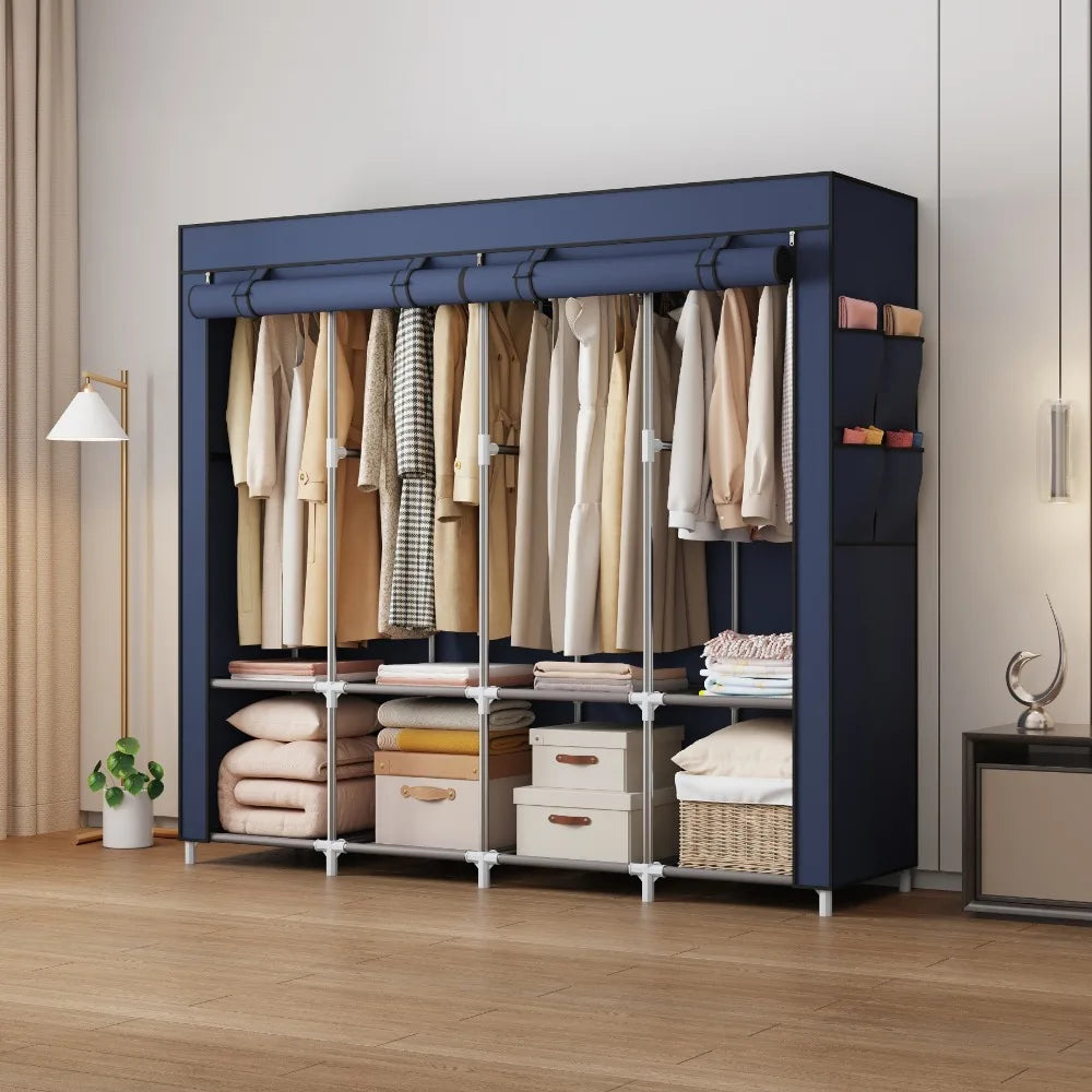 Portable Closet Large Household Multi-laye Economy Fabric Wardrobe Dustproof Rental Room Single Person Closet Clothes Organizer
