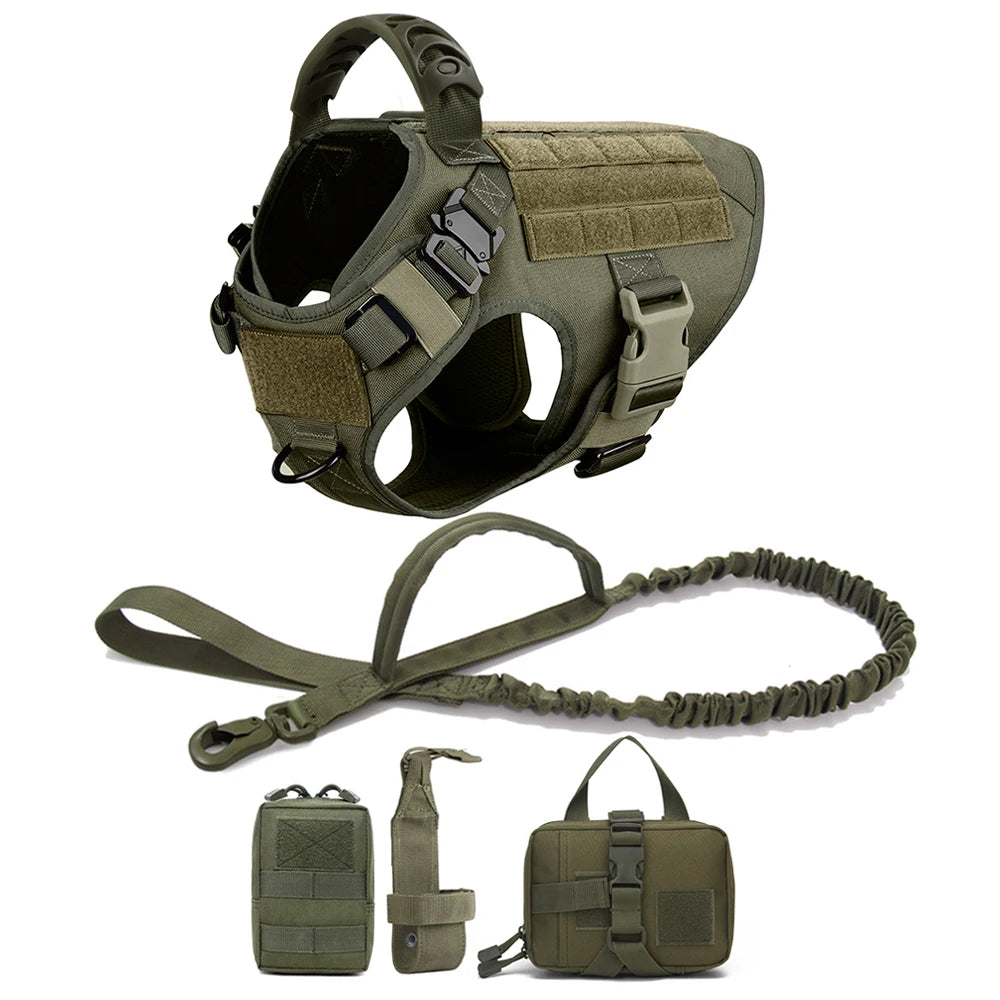 Military Dog Harness Leash Bags Set Pet Tactical Vest Harnesses Walkin