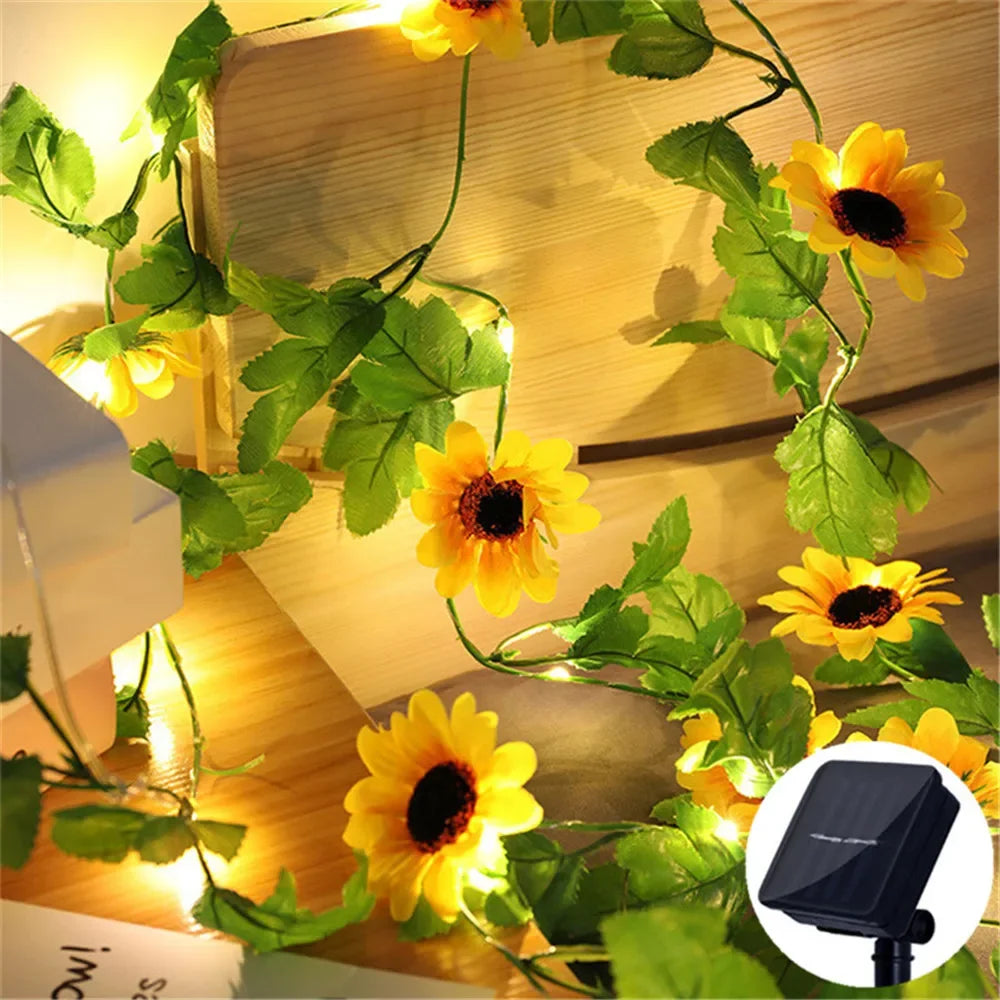 2/5/10M Solar Artificial Leaf Light String Outdoor Garden Light Wedding Party Decoration LED Fairy Lights Garland Decoration
