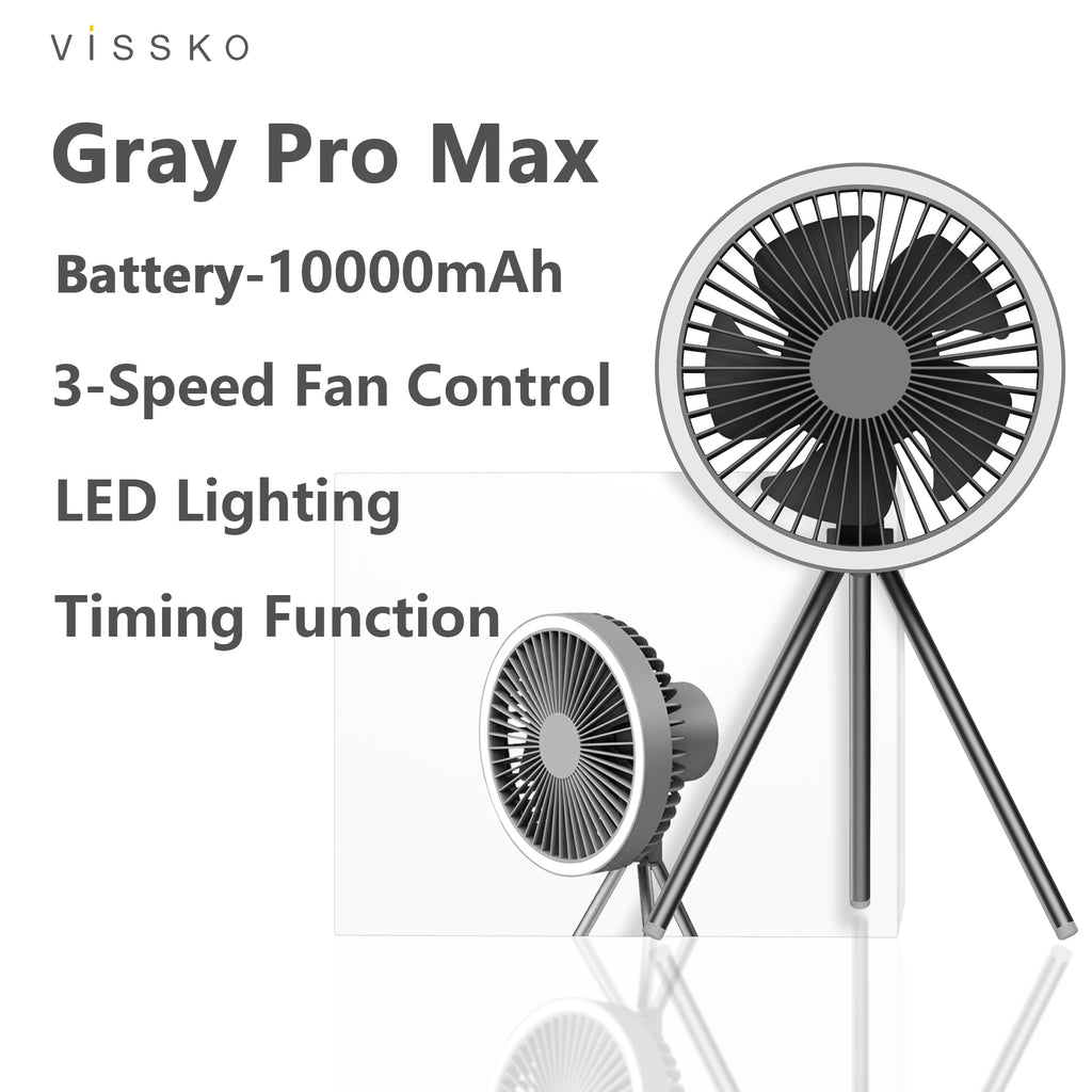 10000mAh Outdoor Camping Ventilator LED Licht Dreibein Tischventilator