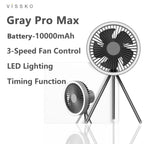 10000mAh Outdoor Camping Ventilator LED Licht Dreibein Tischventilator