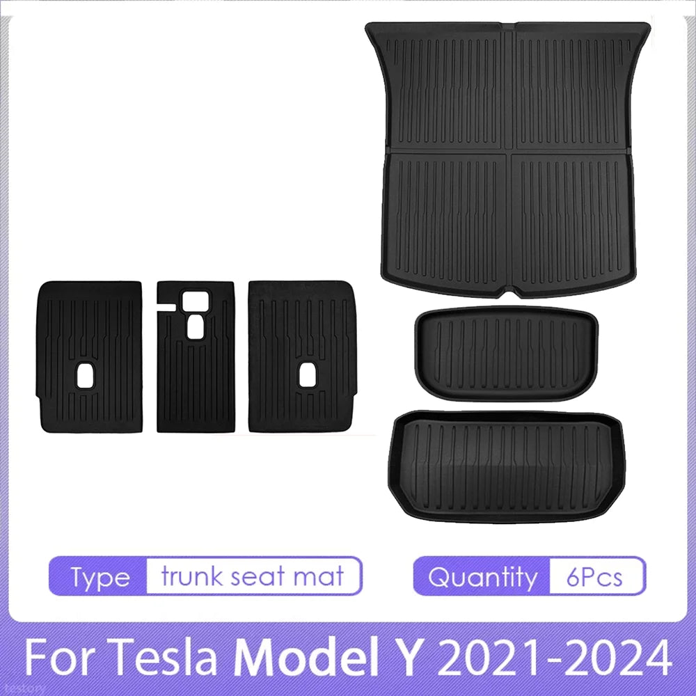 TPE for Tesla Model Y Floor Mats 2024 2023 2022 2021 All Weather Full Set Cargo Liners 3D TPE Odorless Floor Mat Trunk Frunk Mat