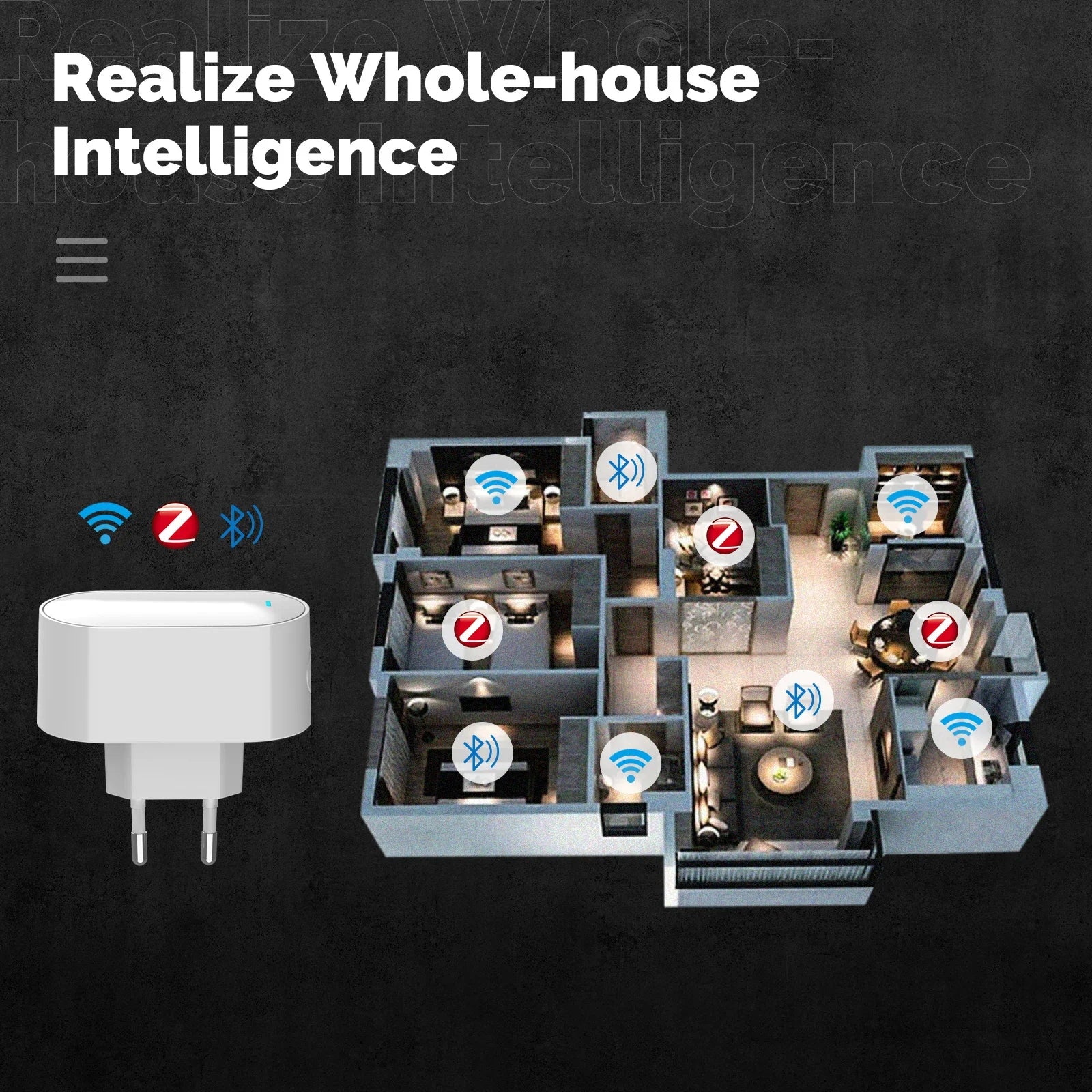 MOES Tuya Multi-mode Socket Gateway ZigBee Bluetooth BLE Mesh Smart Hub EU Version Smart Life App Remote Control Plug-in Type