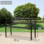 Outdoor Metal Patio Bench Porch Park Bench Cast Iron Sturdy Steel Garden Bench