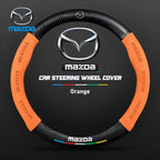For Mazda 2 3 5 6 CX-4 CX-5 CX-7 CX-8 CX-30 CX-50 MX5 Miata RX-7 RX-8 Axela Atenza Car Carbon Fiber Leather Steering Wheel Cover