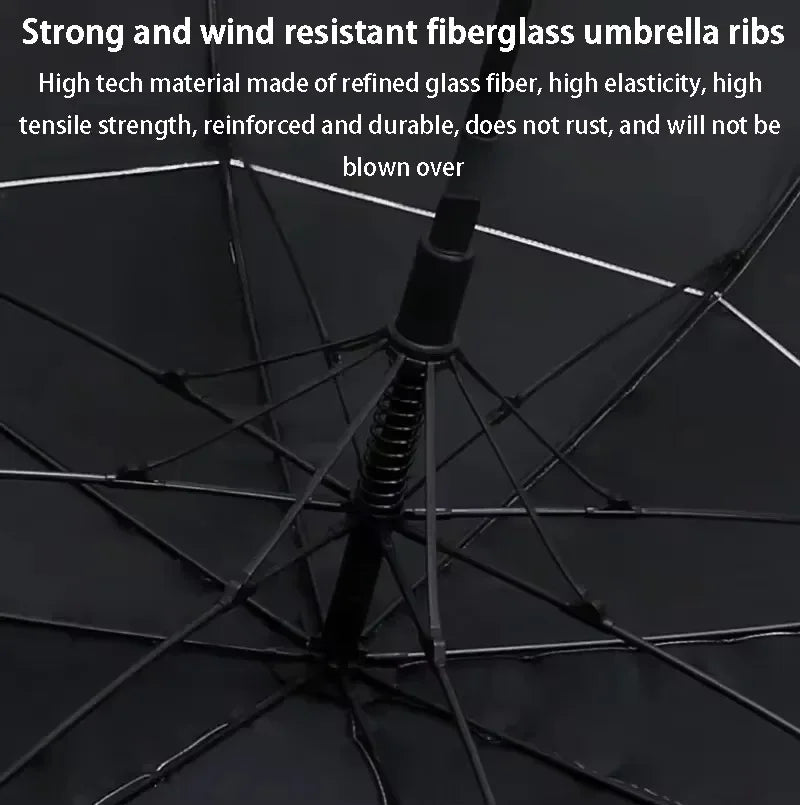 180CM Big Size Long Handle Umbrella Double-deck Large Rain Umbrellas Luxury Silver Dual Use Sunscreen Windproof Rain Gear Gift