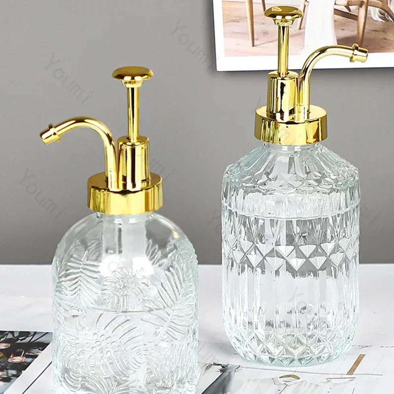 Nordic Relief Glass Shampoo Bottle Hotel Bathroom Accessories Pressing Type Soap Dispenser Home Shampoo Dispenser Bottles