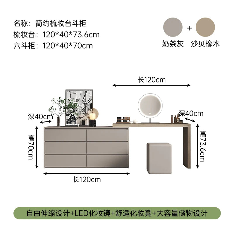 Modern Drawers Vanity Table Makeup Chair Desk Bedroom Big Dressing Table White Small Cabinet Mesa De Maquillaje Home Furniture