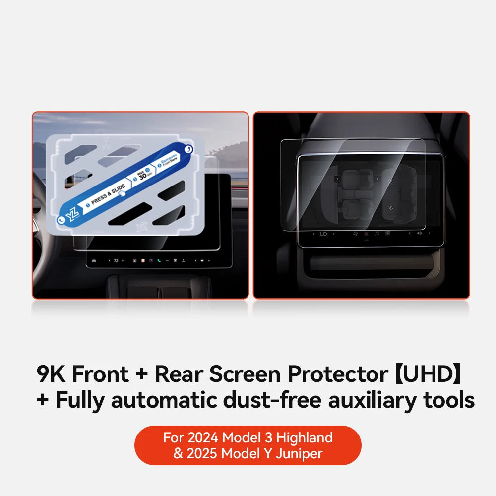 YZ Tempered Glass Film Protector For Tesla Model Y Juniper  Model 3 Highland 2024 2025 Rear Row Center Control Screen Protective
