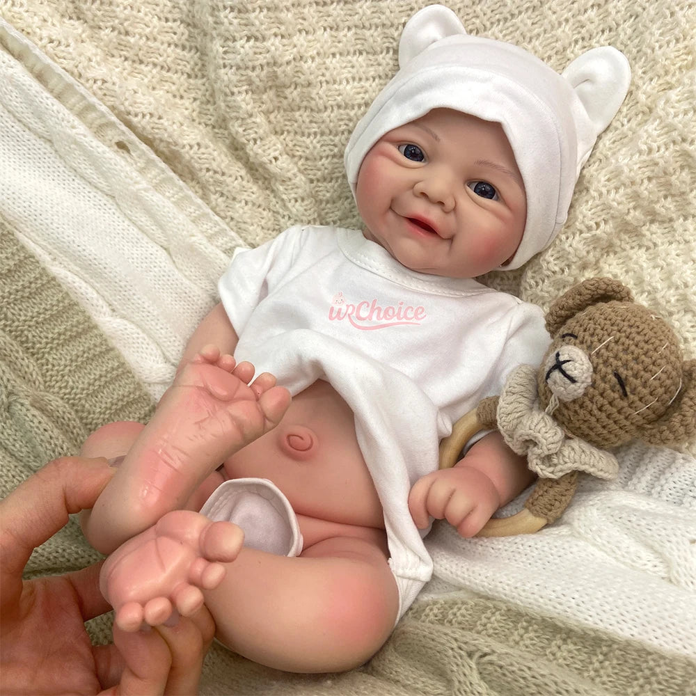18" Washable Silicone Reborn Baby Girl/Boy Vivienne Open Mouth Realistic Newborn Doll Spain Muñeca For Kids Age 3+ Children Gift