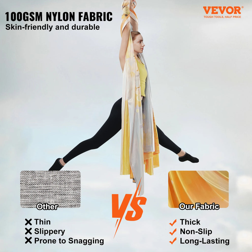 VEVOR 5.5 Yards Aerial Yoga Hammock & Swing Nylon Fabric Full Rigging Hardware for Antigravity Yoga Fitness Bodybuilding