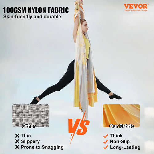 VEVOR 5.5 Yards Aerial Yoga Hammock & Swing Nylon Fabric Full Rigging Hardware for Antigravity Yoga Fitness Bodybuilding