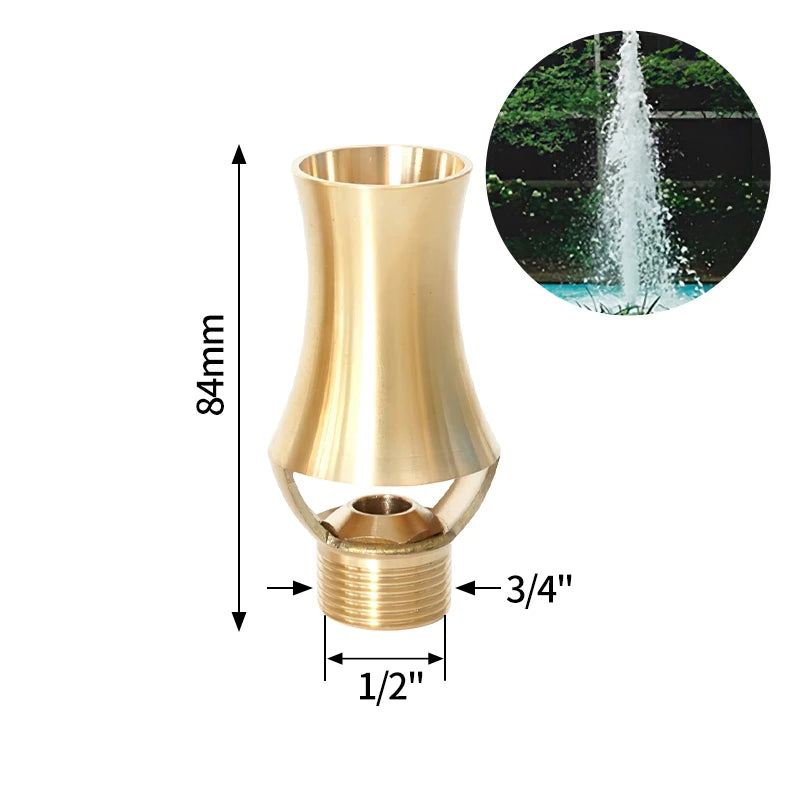 1/2" 3/4" 1" Brass Swimming Pool Decorative Fountain Nozzles Head for Outdoor Music Water Fountain Waterfall Garden Decoration
