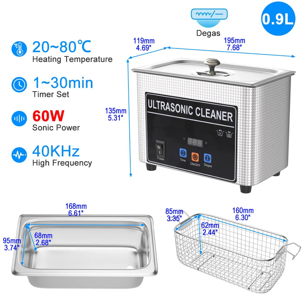 Ultrasonic Cleaner 1L 2L 3L 6L 10L 22L 30L Ultrasonic Bath EU UK Plug Portable Heated 600W Cleaning Washing Ultrasound Machine