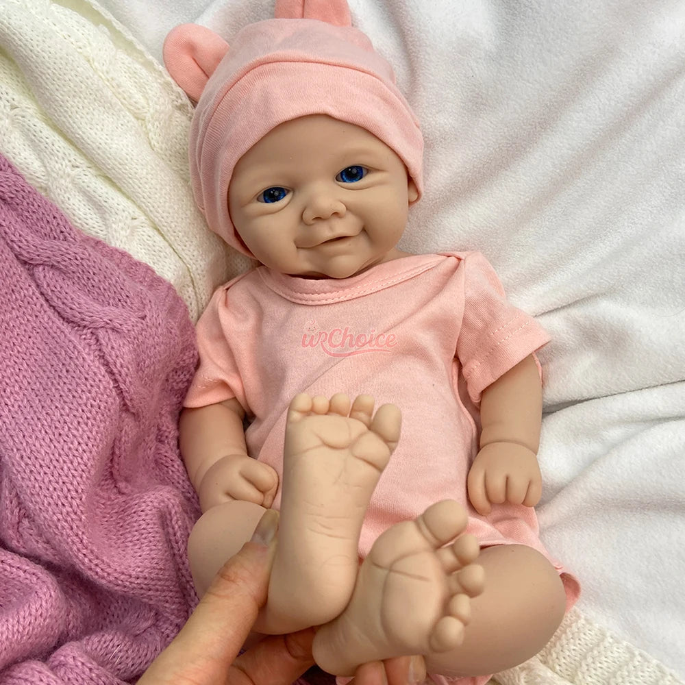 18" Washable Silicone Reborn Baby Girl/Boy Vivienne Open Mouth Realistic Newborn Doll Spain Muñeca For Kids Age 3+ Children Gift